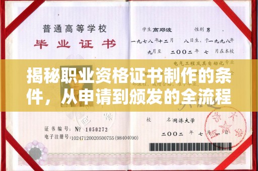 甘南揭秘职业资格证书制作的条件，从申请到颁发的全流程解析